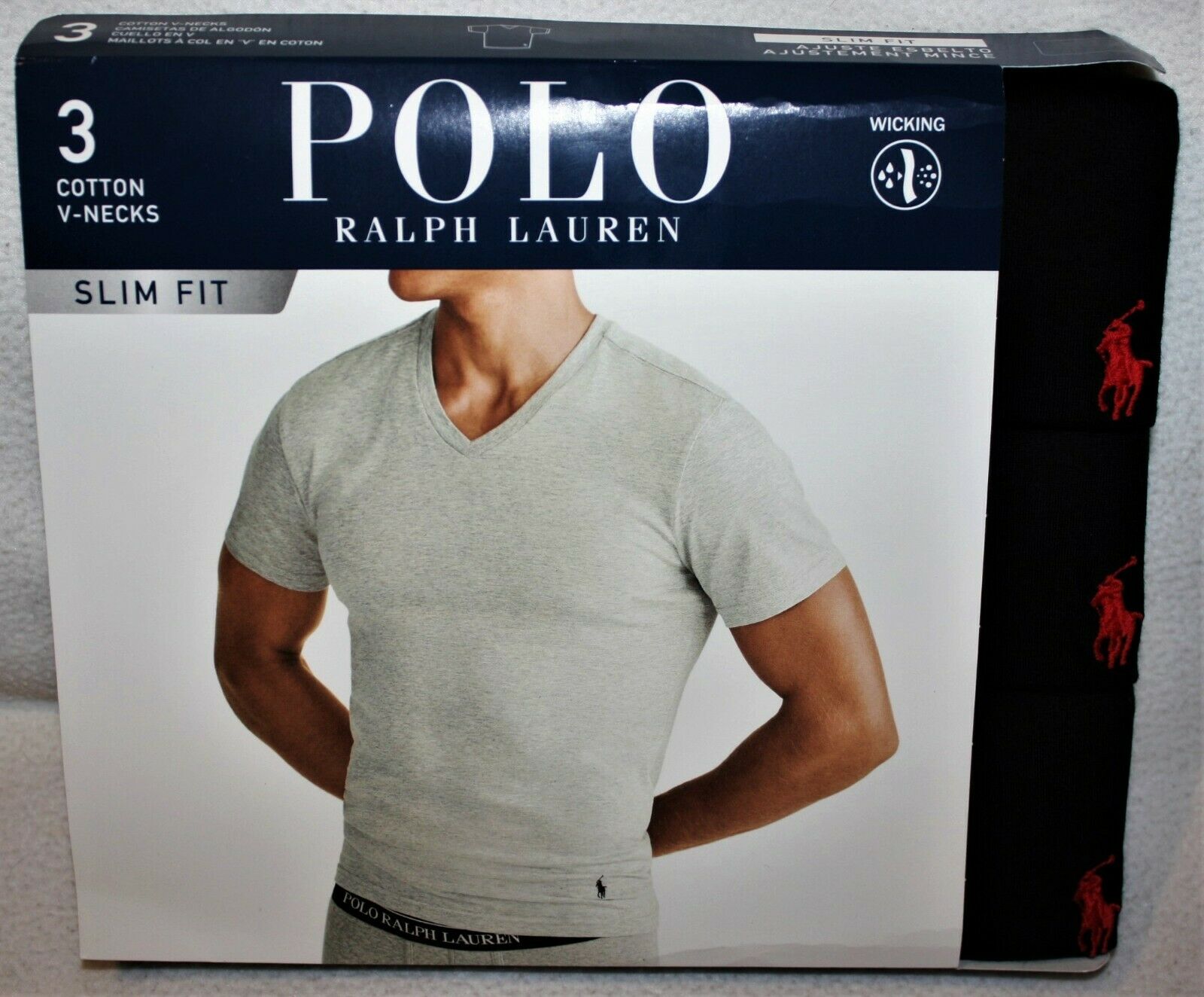 Polo Ralph Lauren V Neck Black Slim Fit Three 3 Pack Cotton Tee Shirt Flidbe 